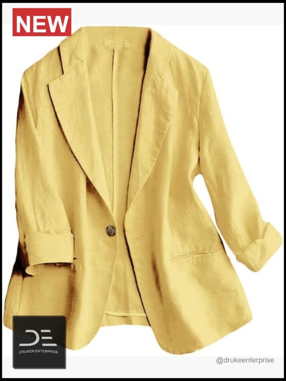 Cotton Linen Blazer 3/4 Sleeve Lightweight Casual Business Work Jacket